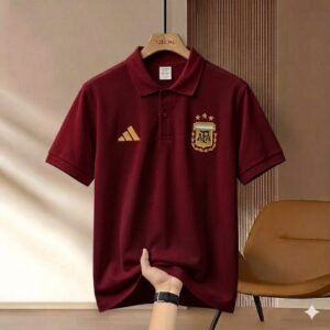 Super Premium China PK Cotton Jersey Polo Shirt For Men's Argentina Maroon