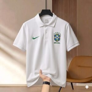 Super Premium China PK Cotton Jersey Polo Shirt For Men’s Brazil White